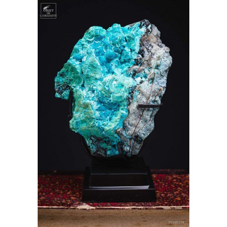 Chrysocolle naturelle du Pérou socle noir carré
