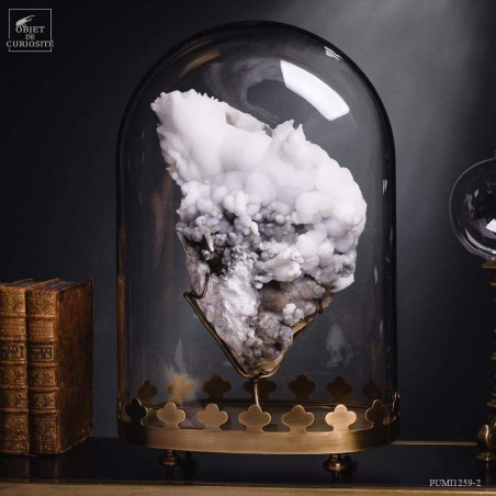 White aragonite (5.2kg) in oval glass