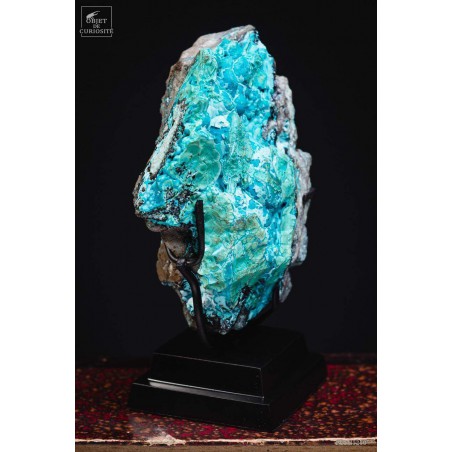 Chrysocolle naturelle du Pérou socle noir carré