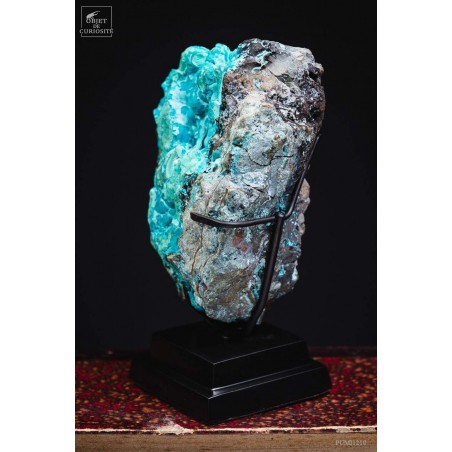 Chrysocolle naturelle du Pérou socle noir carré