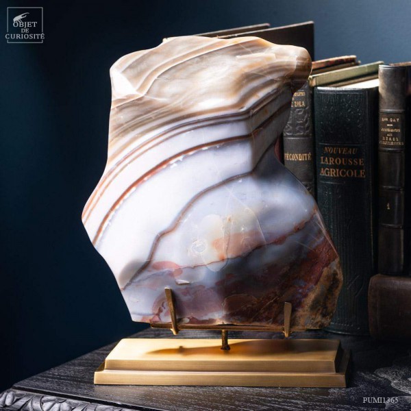 Bloc de jaspe zébré (11.4kg) Madagascar - socle laiton