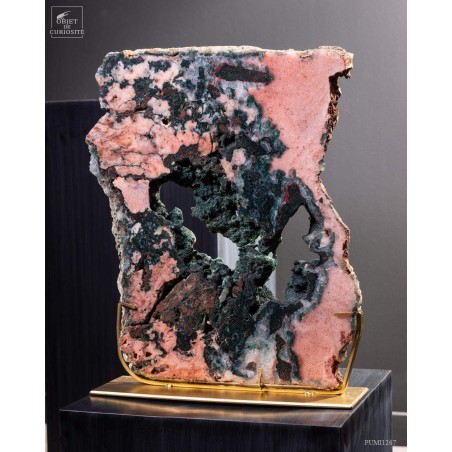 Tranche améthyste rose (10.4kg) du Brésil - socle laitonné