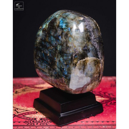 Labradorite on black square base