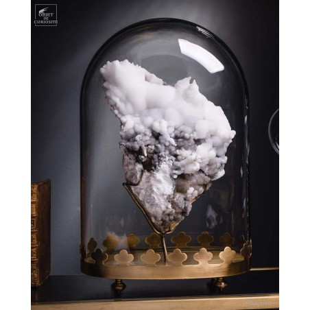 White aragonite (5.2kg) in oval glass