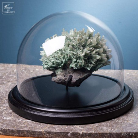 Gypsum with copper under glass