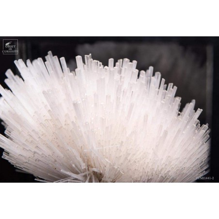 Scolecite in square box with glass, on base