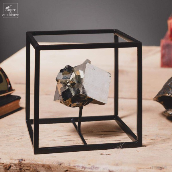 Pyrite cubique du Pérou, en cage.