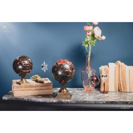 Ball of rhodonite from Madagascar (6.1kg) on brass base