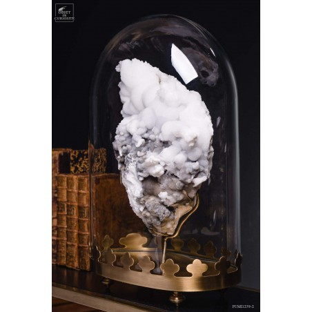 White aragonite (5.2kg) in oval glass