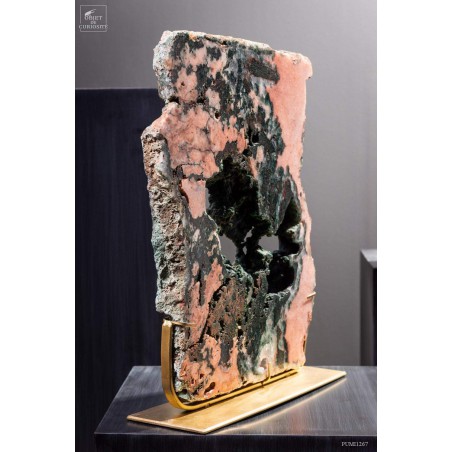 Tranche améthyste rose (10.4kg) du Brésil - socle laitonné