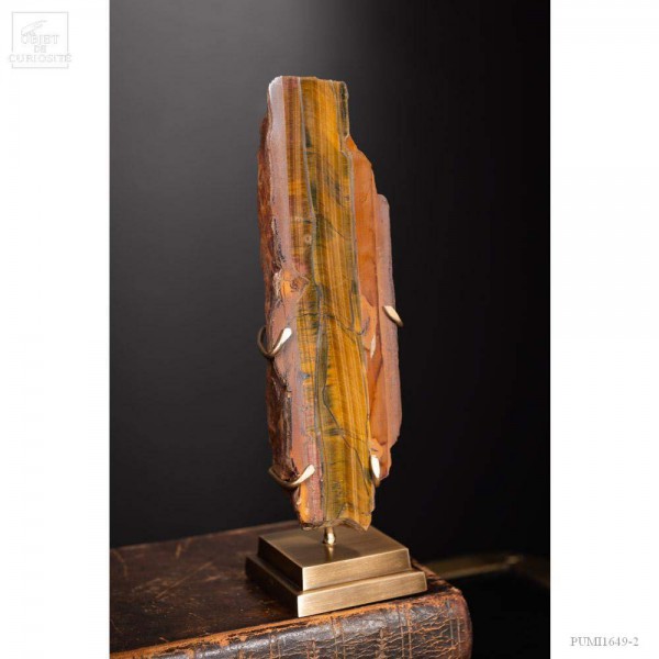 Tiger Eye mineral on brass.