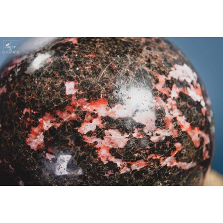 Ball of rhodonite from Madagascar (6.1kg) on brass base