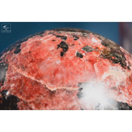Ball of rhodonite from Madagascar (8.2kg) on brass base