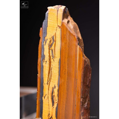 Plaque oeil de tigre MM Une face polie - socle laiton