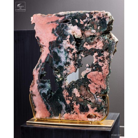 Tranche améthyste rose (10.4kg) du Brésil - socle laitonné