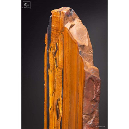 Plaque oeil de tigre MM Une face polie - socle laiton