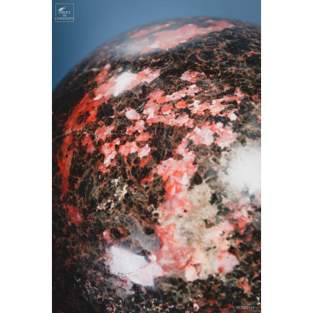 Ball of rhodonite from Madagascar (8.2kg) on brass base