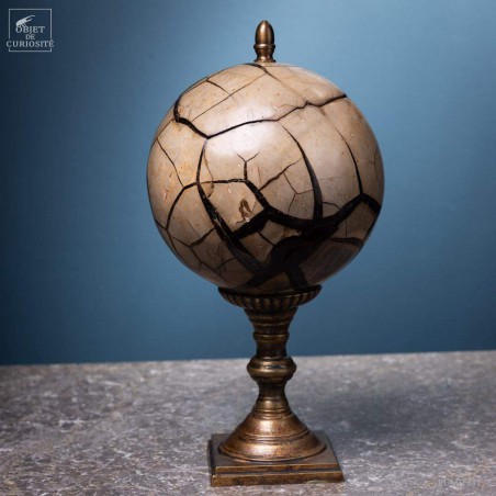 Septaria boule de 4.2kg avec couvercle, base laiton