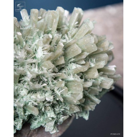Gypsum with copper under glass