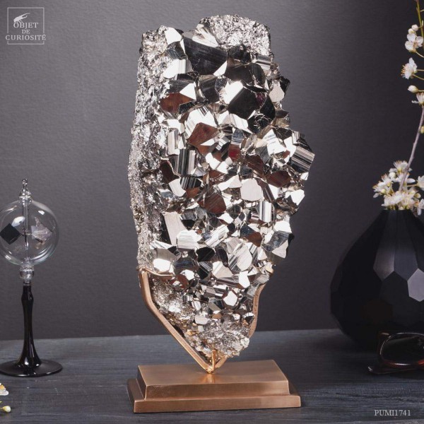 Pyrite dodecahedral from Peru (7.5kg) on brass base