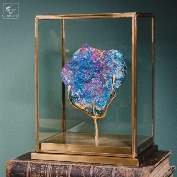 Chalcopyrite irisée (Mexique) sous globe