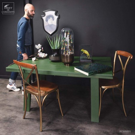 1930's antic oak table green finish