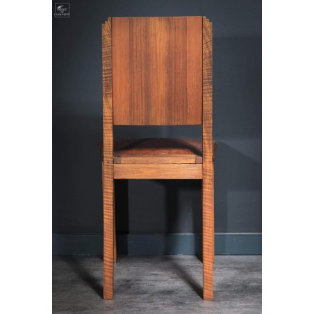 Lot de 6 chaises noyer assise cuir ANTIQUITE