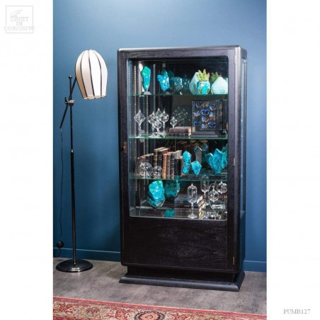 Real antique 1940 black glass door display