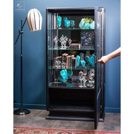 Real antique 1940 black glass door display