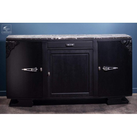 Real antique sideboard 50's - mat black finish