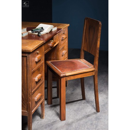 Lot de 6 chaises noyer assise cuir ANTIQUITE