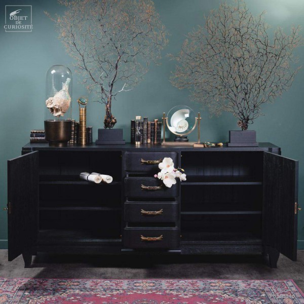 Real antique sideboard 40's - mat black finish