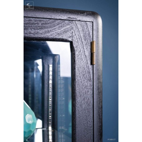 Real antique 1940 black glass door display