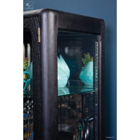 Real antique 1940 black glass door display