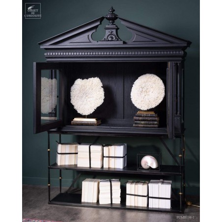 Real Henri II,  2 glass door display on wrought iron stand.