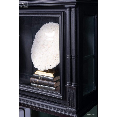 Real Henri II,  2 glass door display on wrought iron stand.