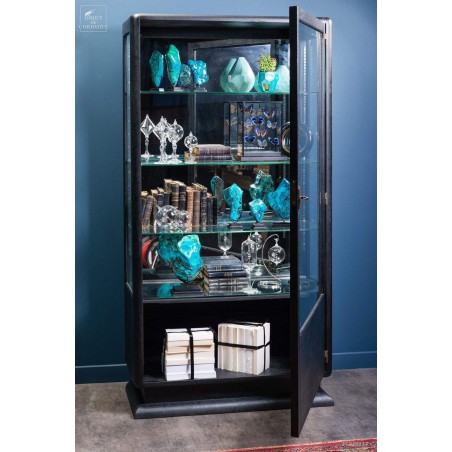 Real antique 1940 black glass door display