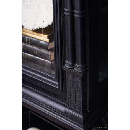 Real Henri II,  2 glass door display on wrought iron stand.