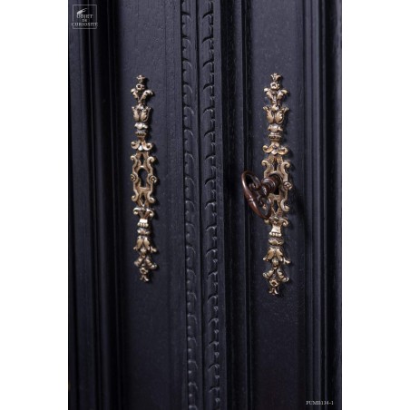Real Henri II,  2 glass door display on wrought iron stand.